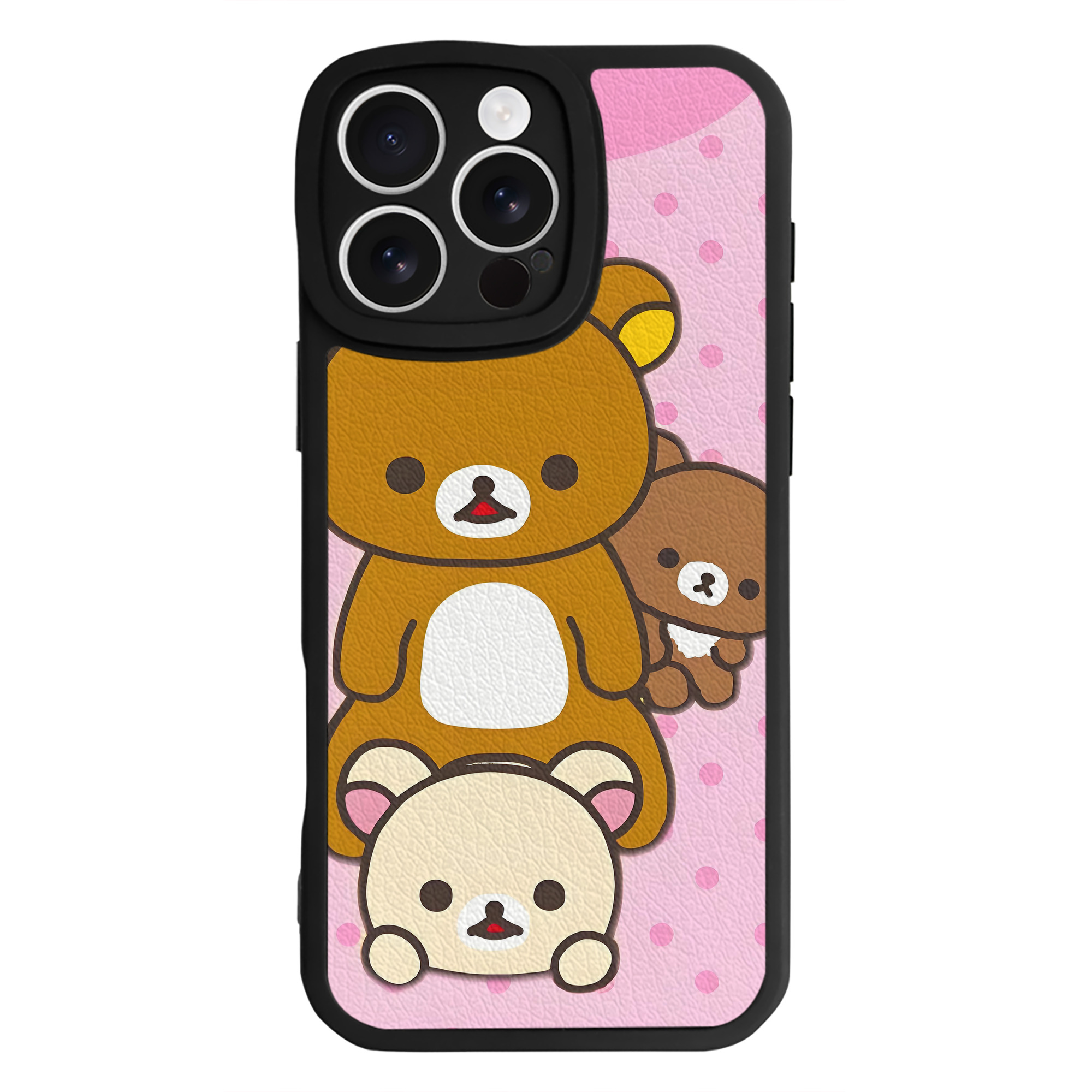（画像用） リラックマ リラックマ キイロイトリ Rilakkuma Korilakkuma Kiiroitori 【iPhone 16シリーズ対応】シリコンスマホケース（レザー調） 材質：シリコン